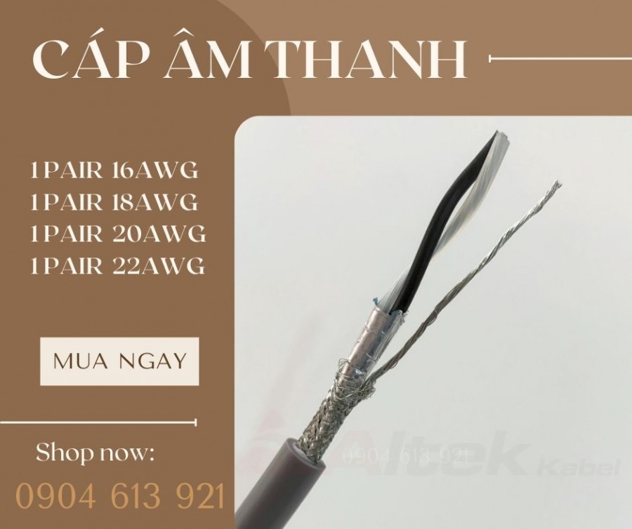 Cáp tín hiệu loa, dây âm thanh chống nhiễu 1 pải 18AWG vặn xoắn-image-2