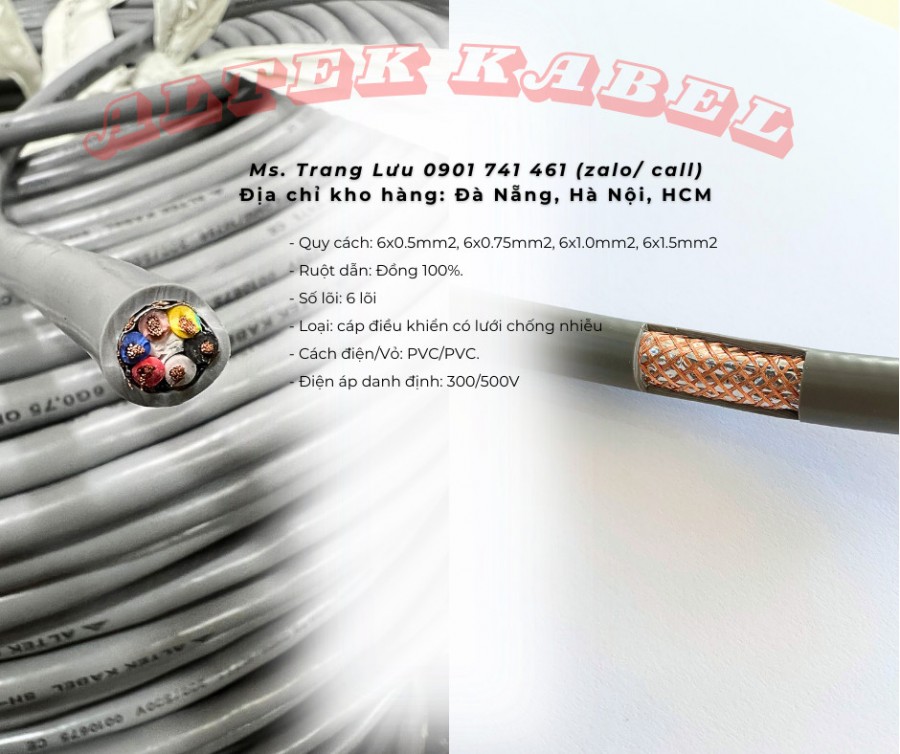 Cáp điều khiển chống nhiễu 6 lõi, 6x0.5, 6x0.75, 6x1.0, 6x1.5-image-2