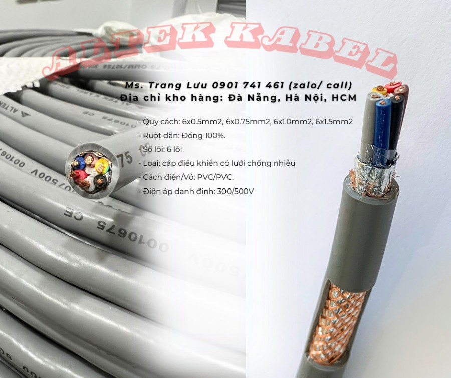 Cáp điều khiển chống nhiễu 6 lõi, 6x0.5, 6x0.75, 6x1.0, 6x1.5-image-3