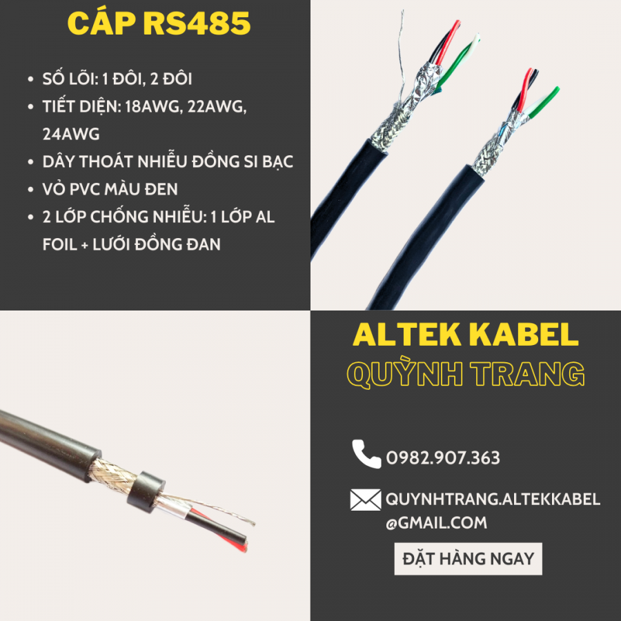 Giá tốt nhất) Cáp tín hiệu RS485 vặn xoắn 2 lớp chống nhiễu Altek Kabel 1 Pair/-image-2