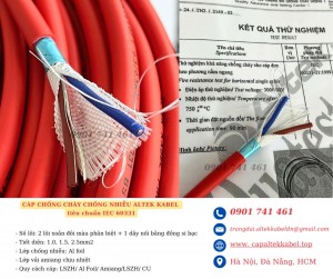 Cáp chống cháy 2x1.5 chuẩn BS6387, IEC 60331 Đà Nẵng, Hà Nội, HCM