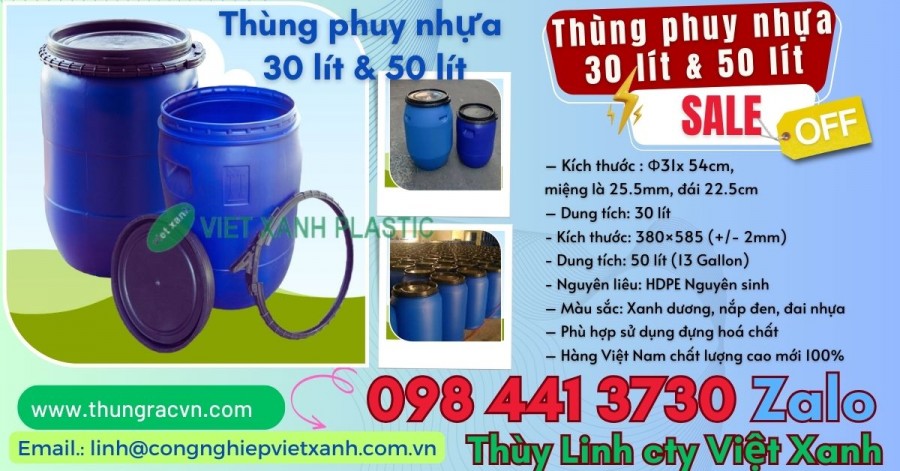 Phuy nhựa 30 lít & 50 lít đựng hóa chất , đa nâng-image-5