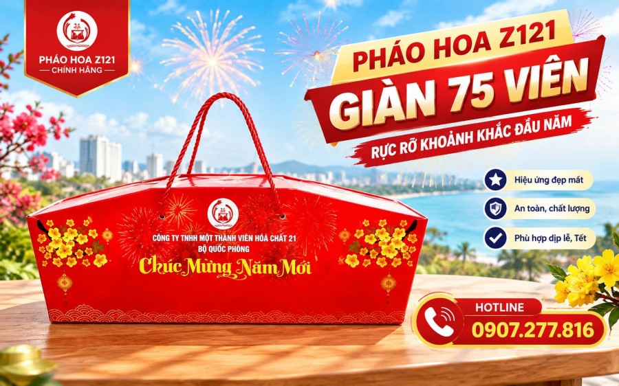 Pháo hoa BQP Z121 giàn 75 viên – Rực rỡ sắc màu cho từng khoảnh khắc